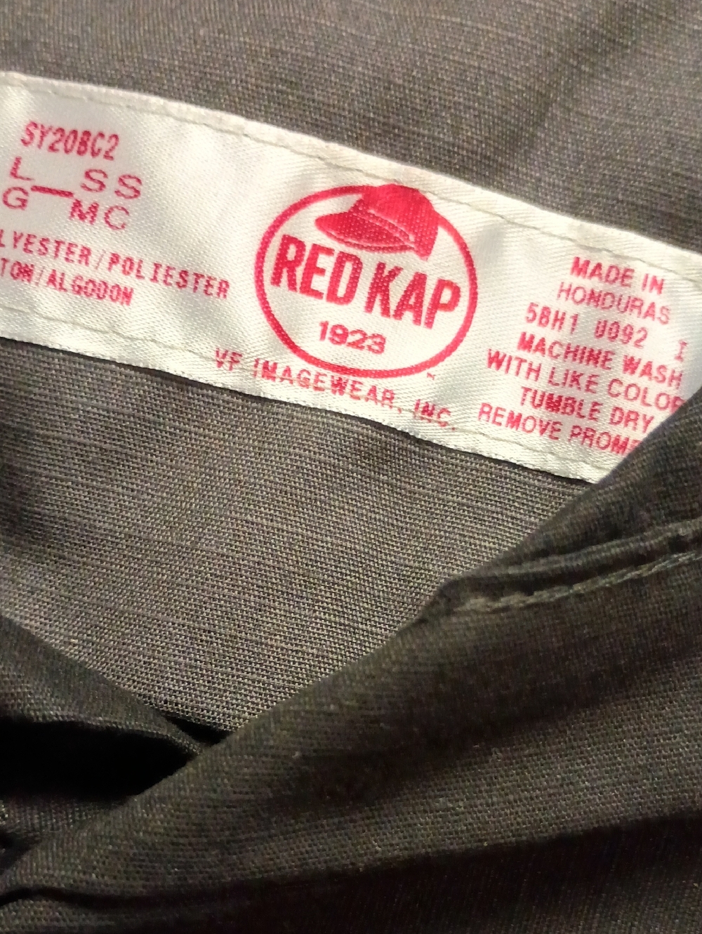RedKap Work Shirt Men's Large Short Sleeve Black Gray "Audio Monkey" New w/Tags - Picture 3 of 10